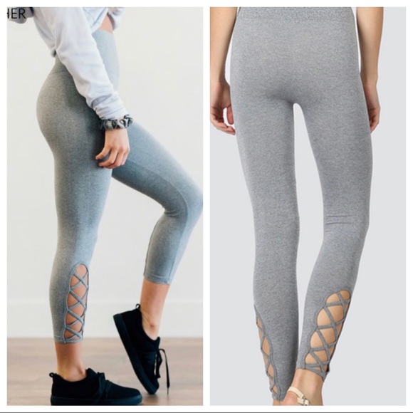 High waist tummy control seamless lattice leggings - Picture 3 of 4